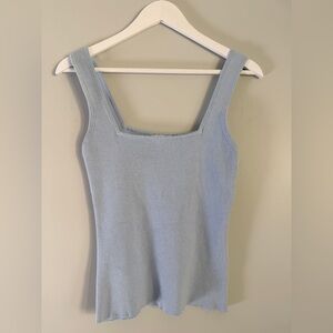 GILLI Light Blue Ribbed Knit Top